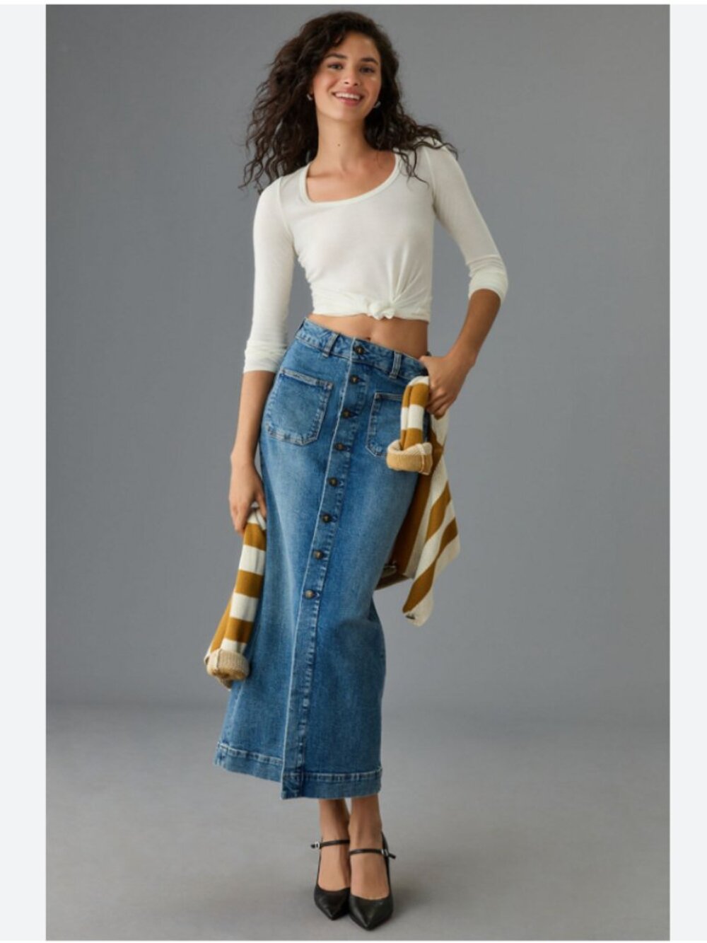 ANTHROPOLOGIE Pilcro Denim Buttondown Pencil Skirt Sz 10 - NWT! - Picture 5 of 13